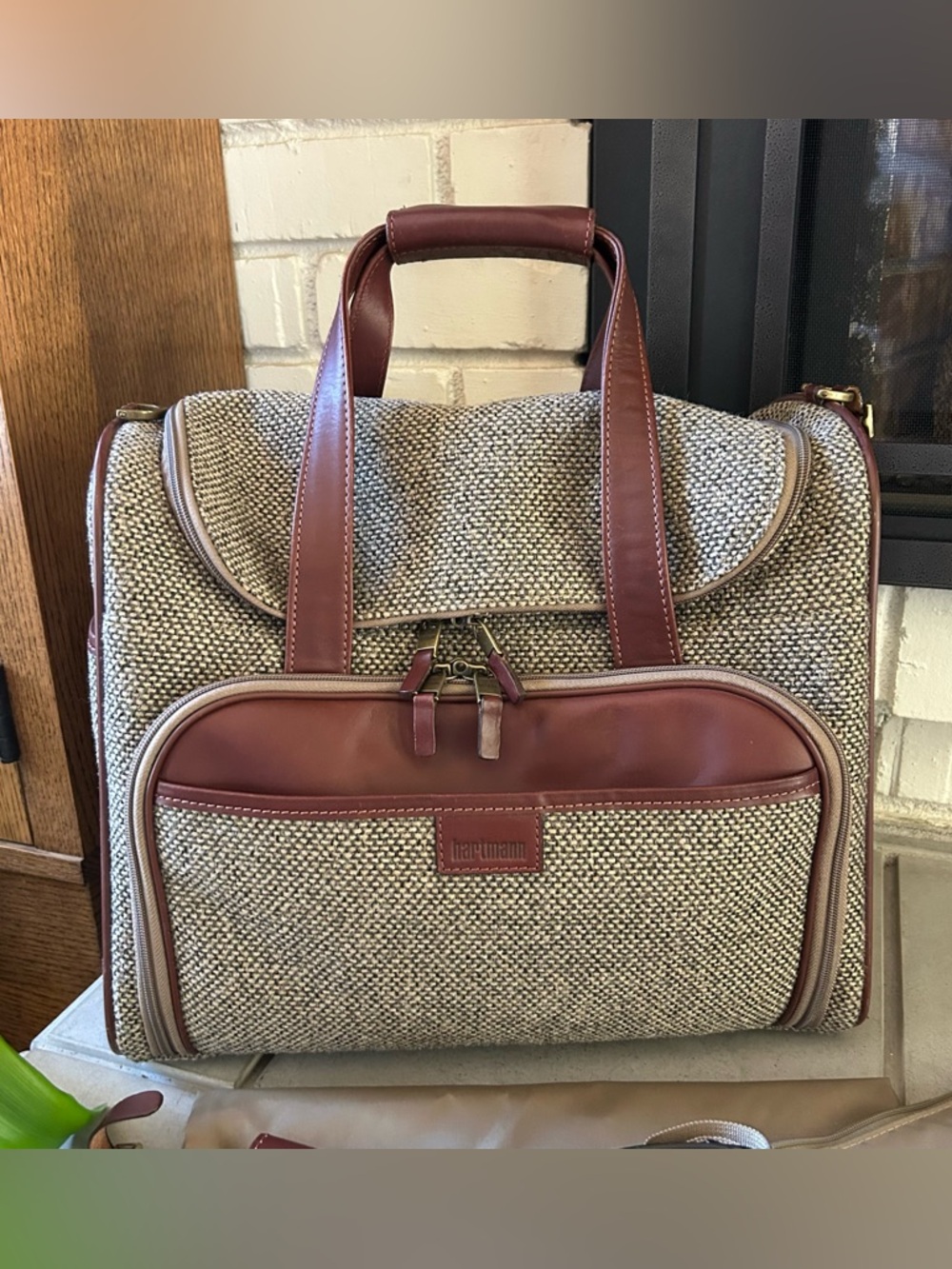 Vintage Hartmann Tweed & Leather Carry On Duffle Toiletries Case Luggage Bag 15"
